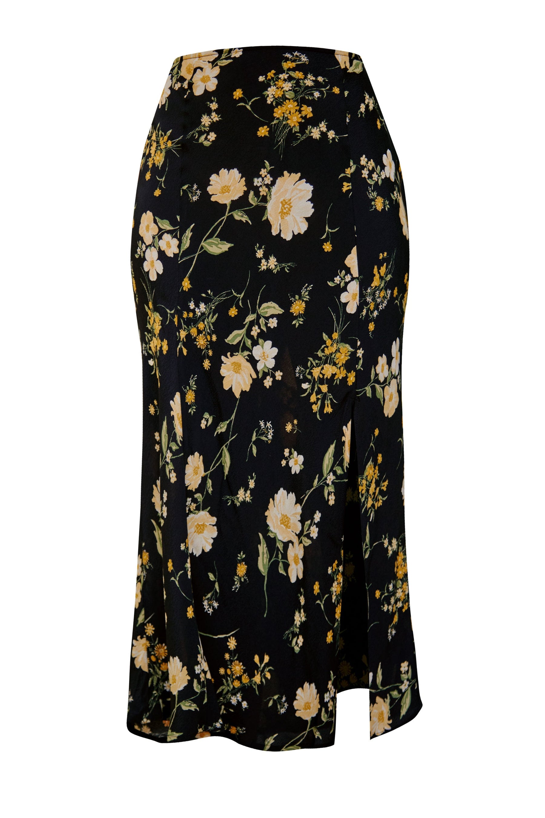Saia Midi Irena Floral Preta