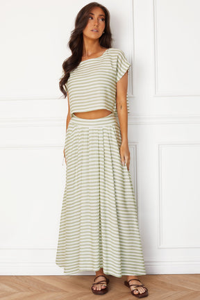 Saia Midi Listrada Susanna Verde Oliva